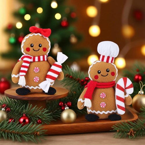 BWFY Gingerbread Man Plush Toys - Festive Stuffed Animals Set of 2 for Christmas Decor & Gifts