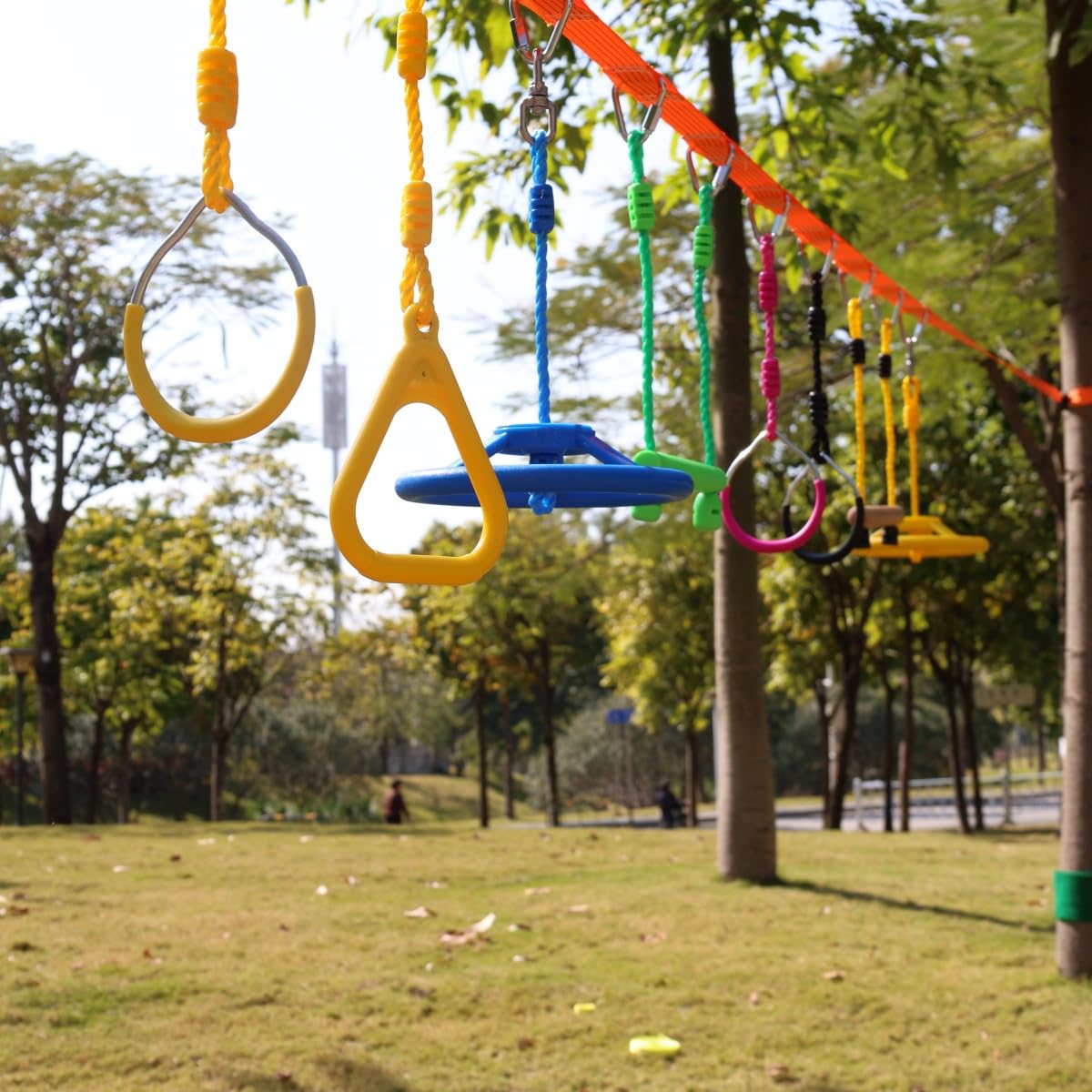 Ymeibe Kids Ninja Monkey Bars 2 Packs for Slackline Accessories for Slackline Obstacle Course for Backyard Attachments to Most Any Home Playground Equipment Sets