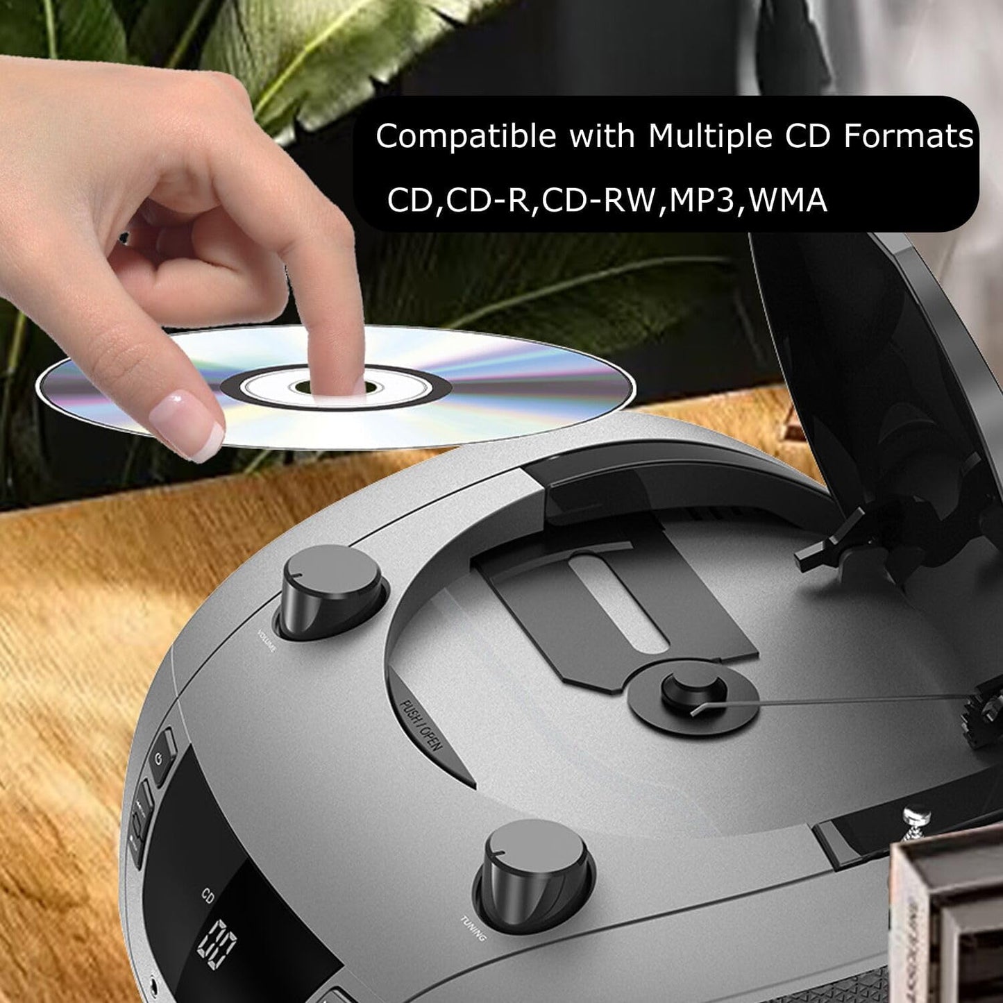 LONPOO MP3, Portable CD Boombox -FM & AM Radio, CD Player, Bluetooth, USB, AUX,Portable, Built-in Stereo Speakers