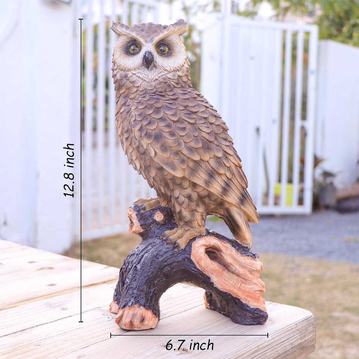 Skiennix Owl Garden Statue - Perching Forest Owl Resin Figurine for Indoor & Outdoor Decor | Yard & Patio Accent