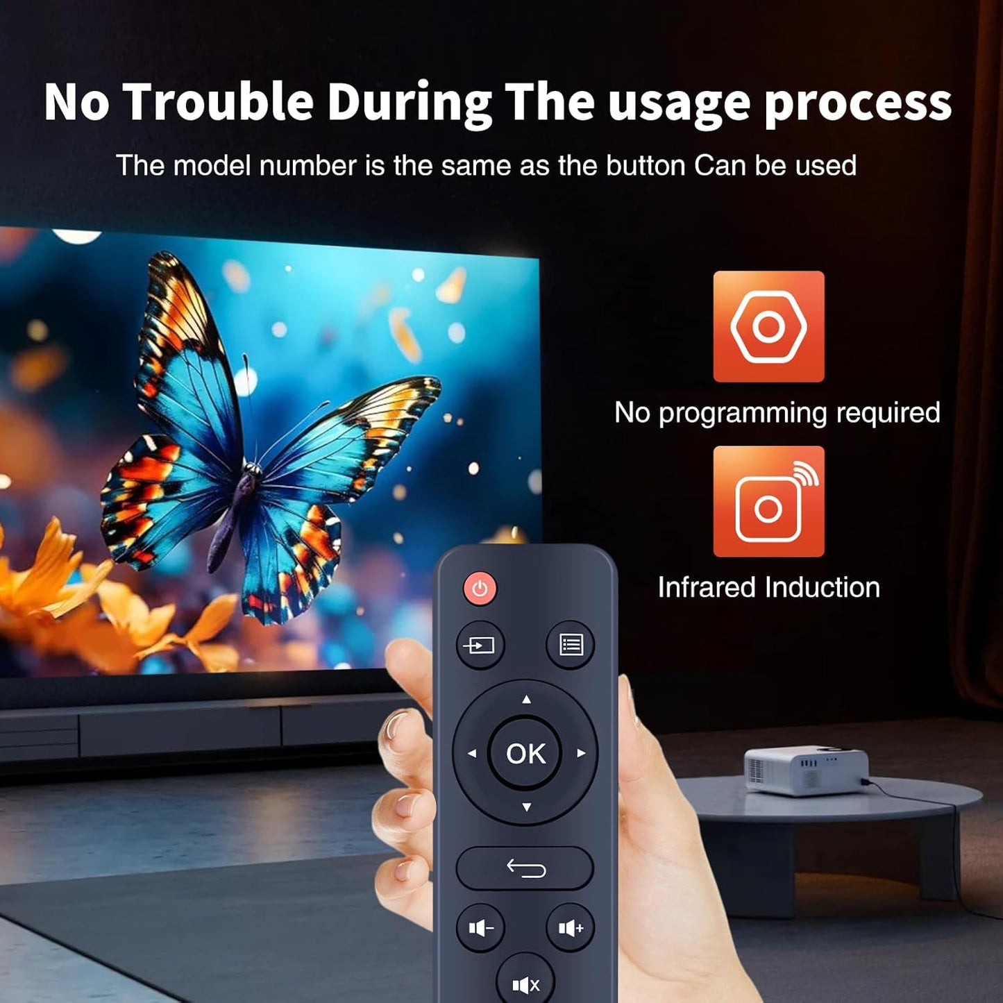WDZP U2 V2 V8, W13% New Remote Control Replacement fit for YABER for CiBest Mini Projector ClokoWe HOMPOW Projector