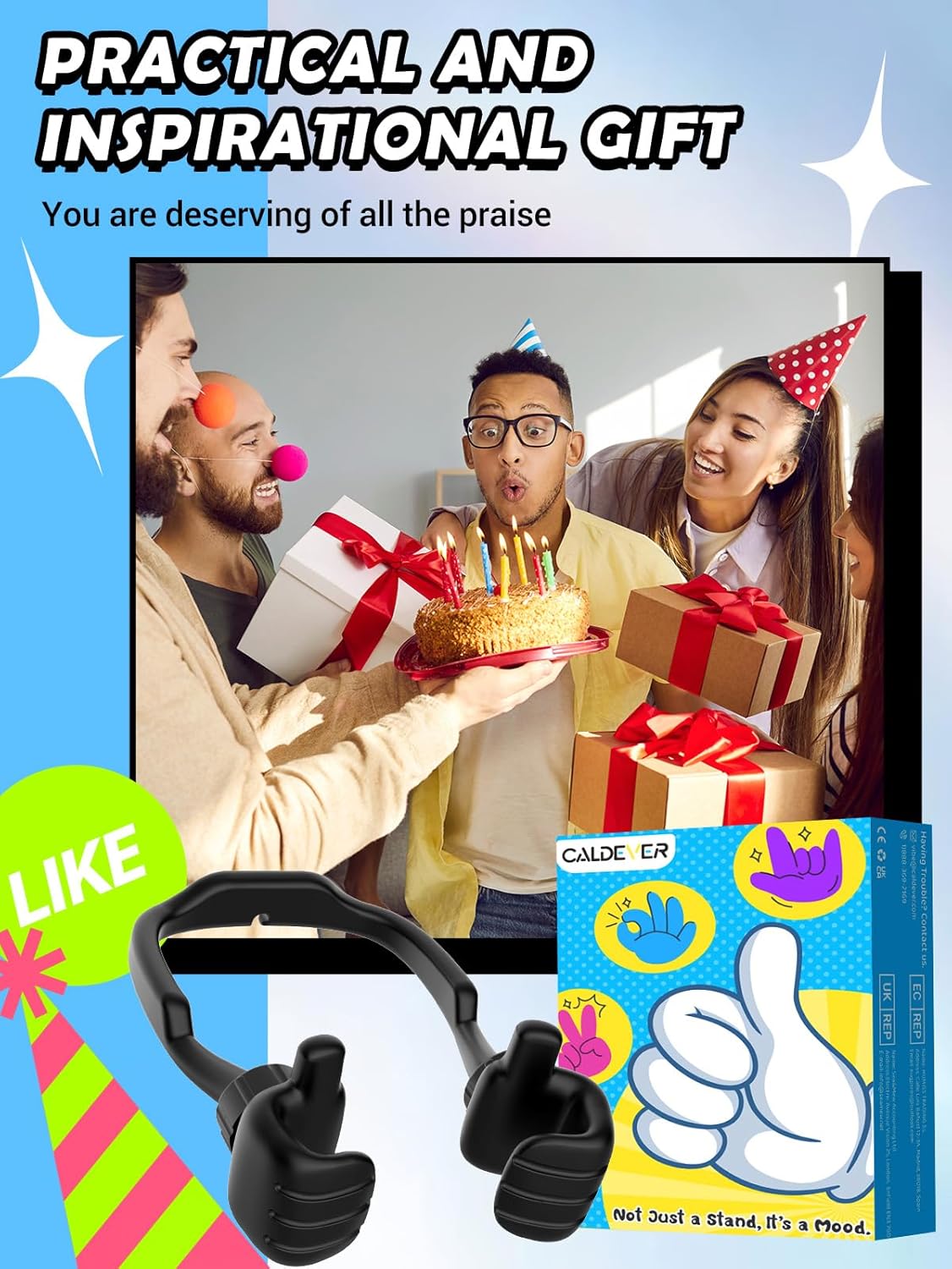 CALDEVER 2 Pack Easter Basket Stuffers for Teens Boys Girls Him Men Ideas: Thumbs Up Lazy Phone Stand Cell Phone Holder