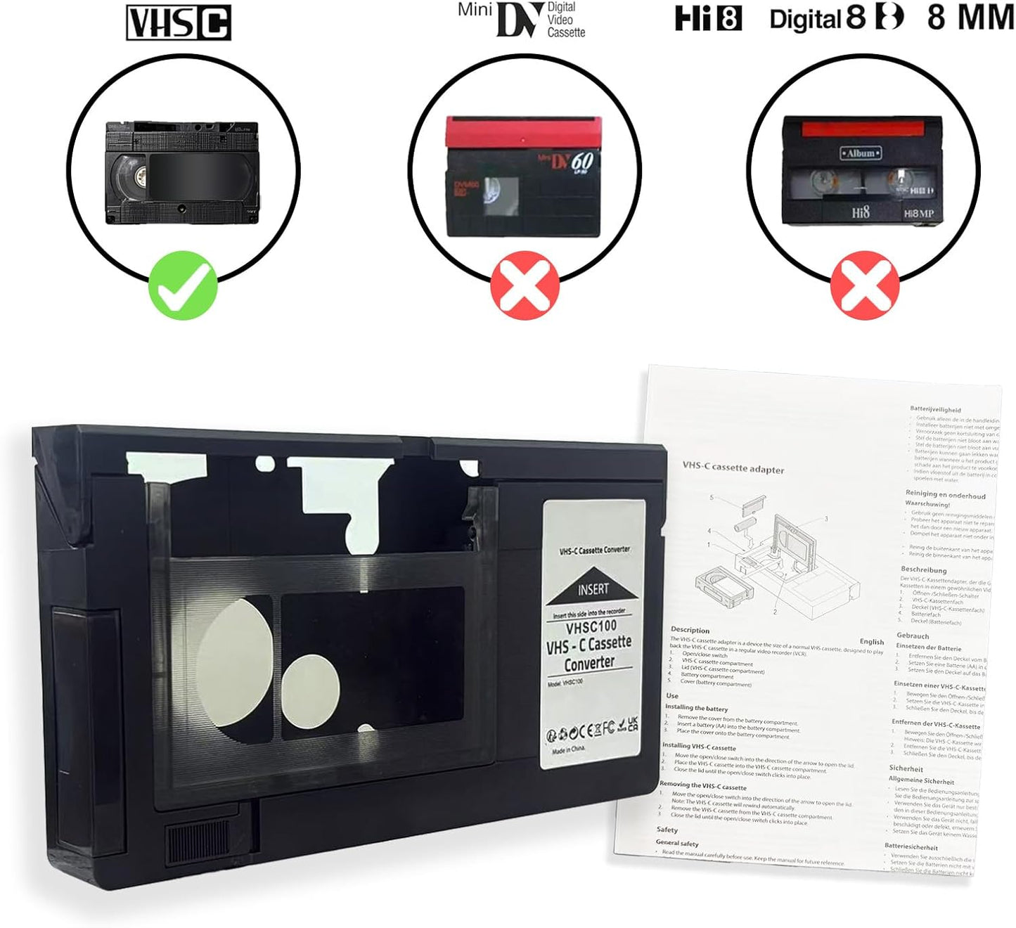 BECBOLDF Cassette Cassette VHS-C Tape Adapter for Camcorders Motorized Ideal for VCR Player, Video Player and VHS