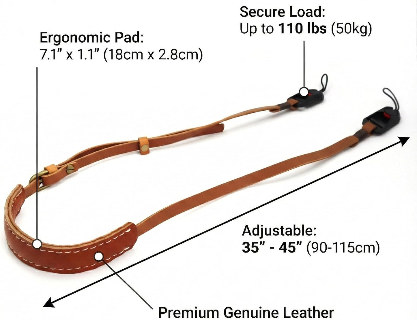SNLxStudioz Genuine Leather Camera Neck Strap with Quick Release - Thin Shoulder Strap for Sony, Fujifilm, Canon, Nikon