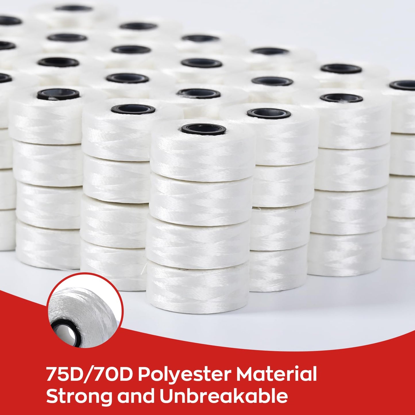 Magsnap Prewound Bobbins, Style L (SA155), 144pcs White+Embroidery Machine Thread 100 Colors 40WT (108D/2) Polyester Thread Kit