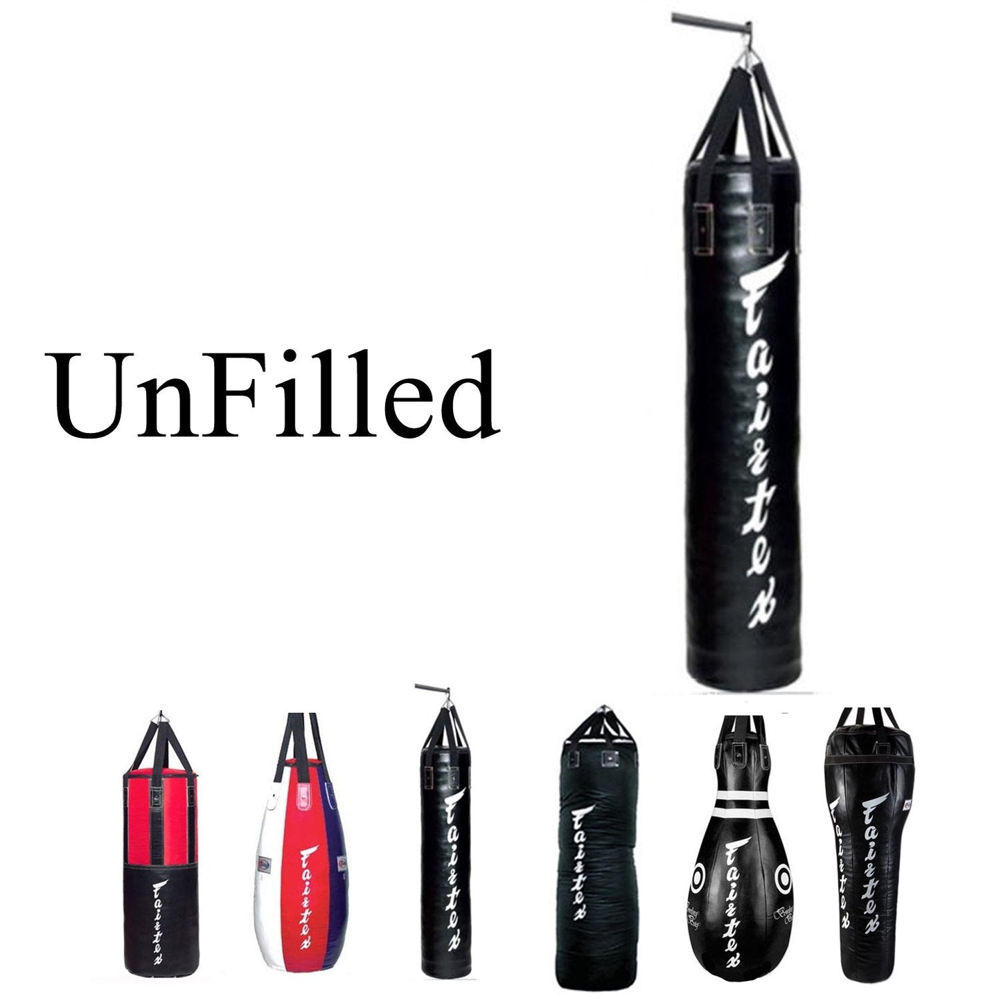 Fairtex HB6 6 Ft. Banana Bag Punching Bag for Muay Thai, Boxing, Kickboxing, MMA (HB6 Black Unfilled) - 14.17" W x 70.87" H