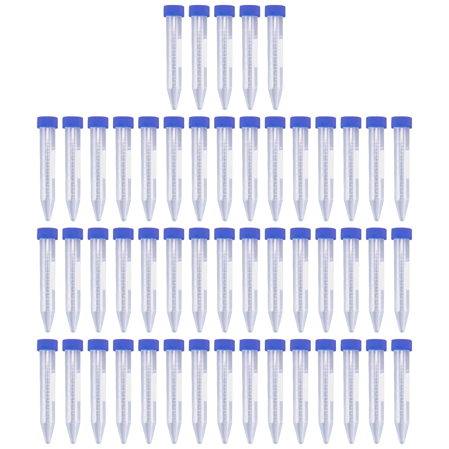 Antrader Centrifuge Tubes 10mL,Conical Tubes Sterile 50 PCS with Screw Caps,Plastic Container with with Graduated and Write Marks(Blue)