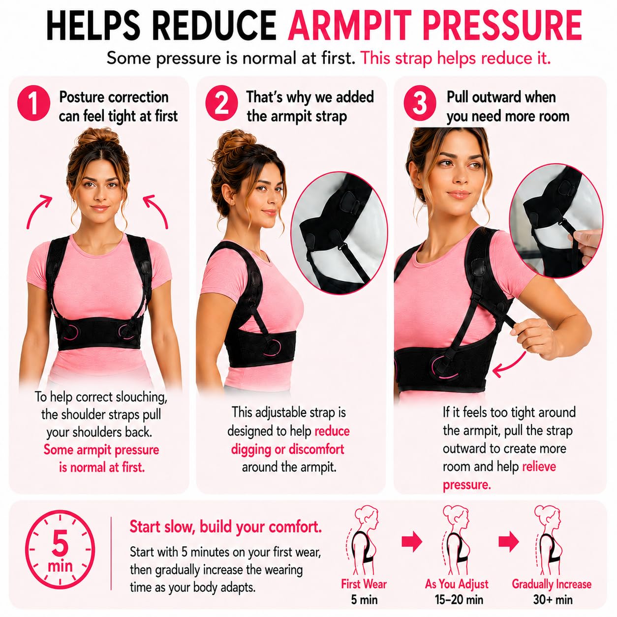 LibertyMove Posture Corrector for Women and Men, Breathable Upper Back Brace Posture Reminder, Adjustable Back Straightener with Underarm Comfort Straps, Shoulder Support Brace for Active Daily Wear
