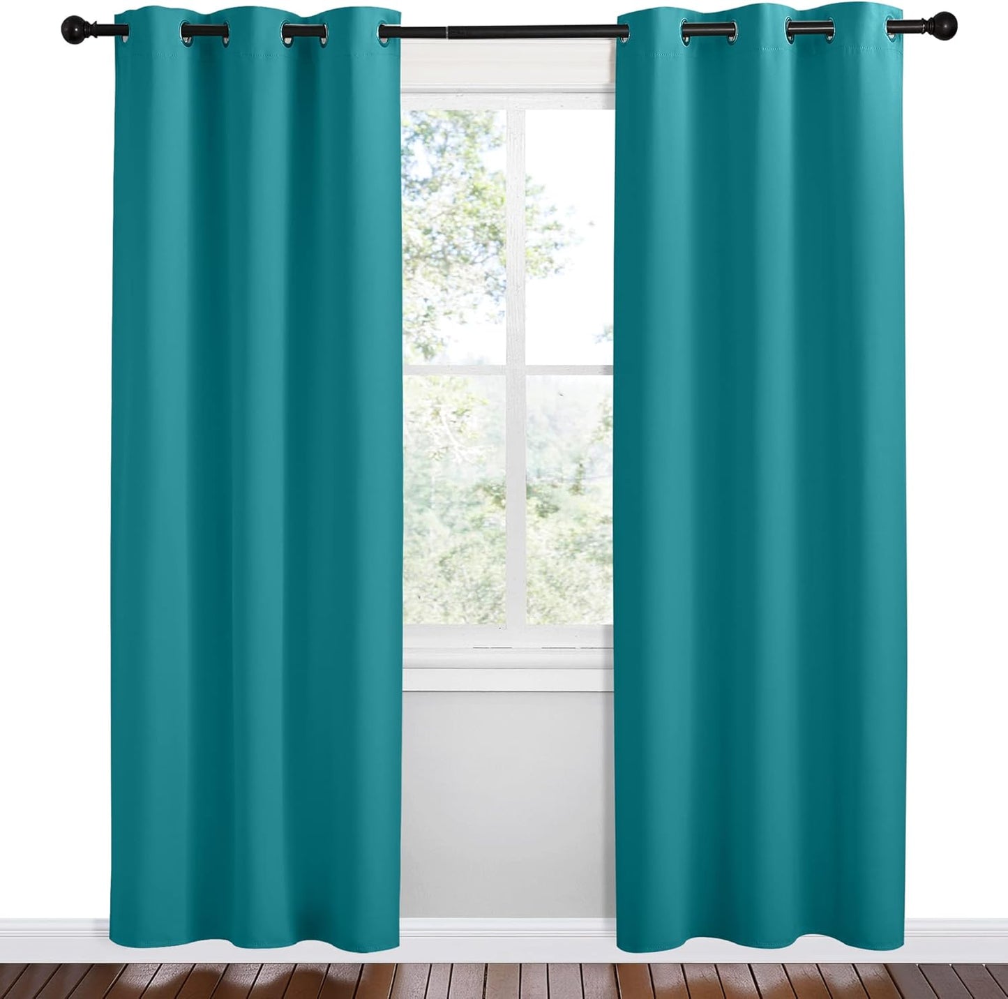 NICETOWN Room Darkening Curtains - Thermal Insulated Grommet Blackout | 78-Inch Length, Peacock Teal, 2 Panels