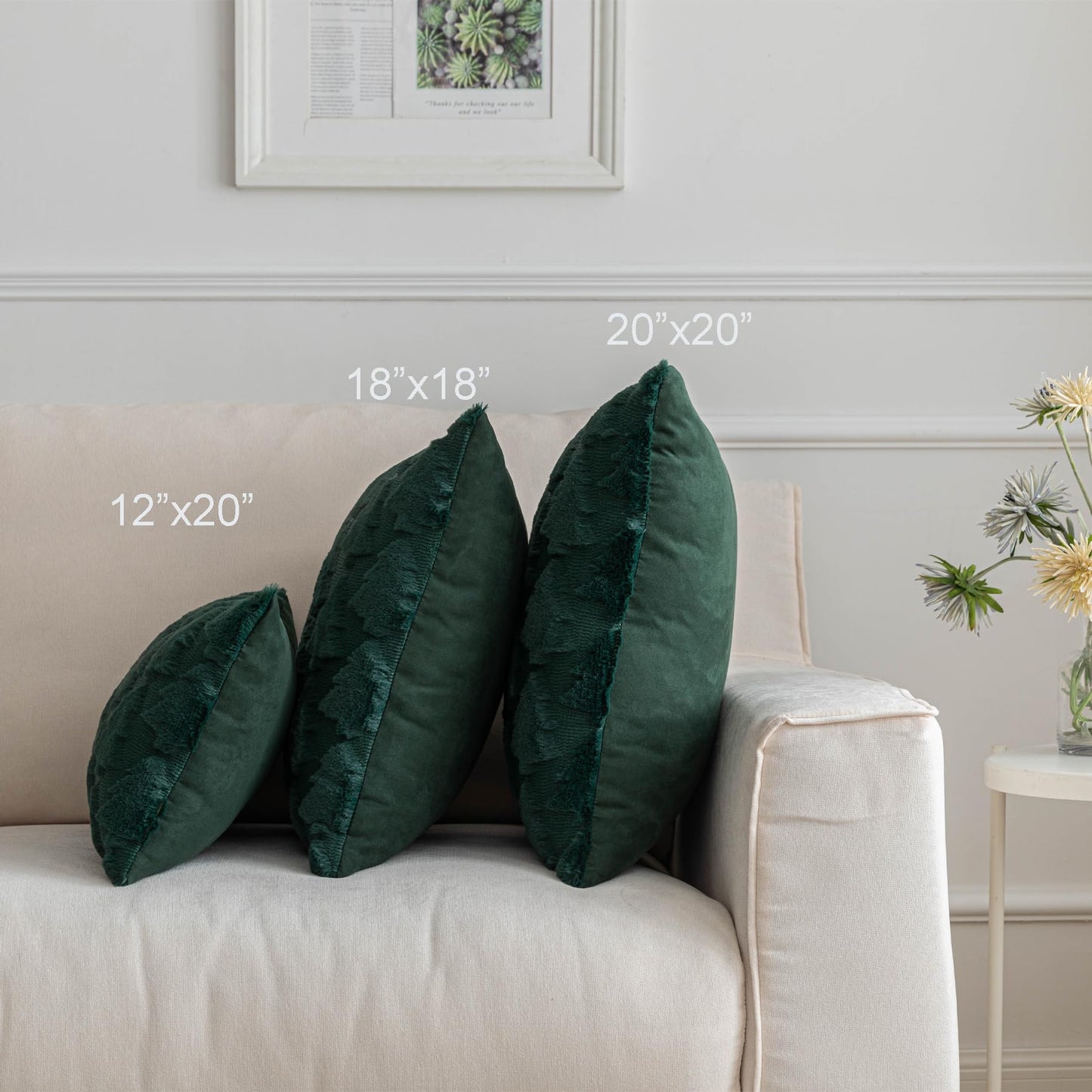 SHITURRE Christmas Tree Decorative Throw Pillow Covers Set of 2 Packs, Soft Fluffy Pillowcases for Home Décor, Boho Pillow Covers for Couch Bedroom(Green-Tree, 20"x20")