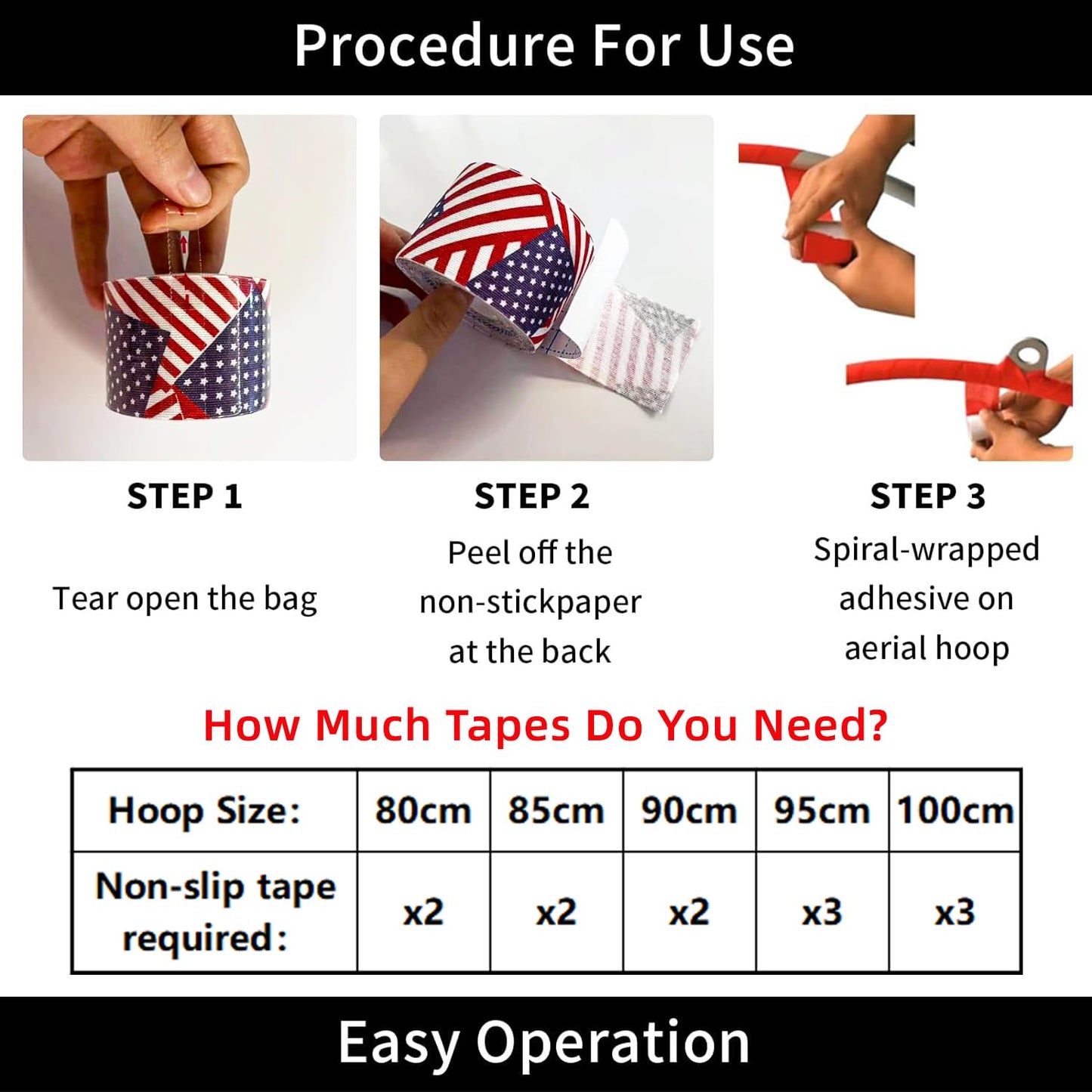 PRIOR FITNESS Aerial Lyra Hoop Anti Skid Tape Aerial Hoop Lyra Non Slip Grip Tape Yoga Rig Belt for Exercises Gymnastics Acrobatics Kinesiology (Red)