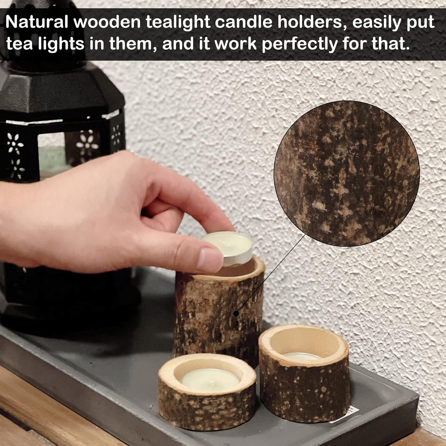Regine Switzerland Set of 12 Wooden Tea Light Candle Holders - Personalized Rustic Votive for Weddings & Events