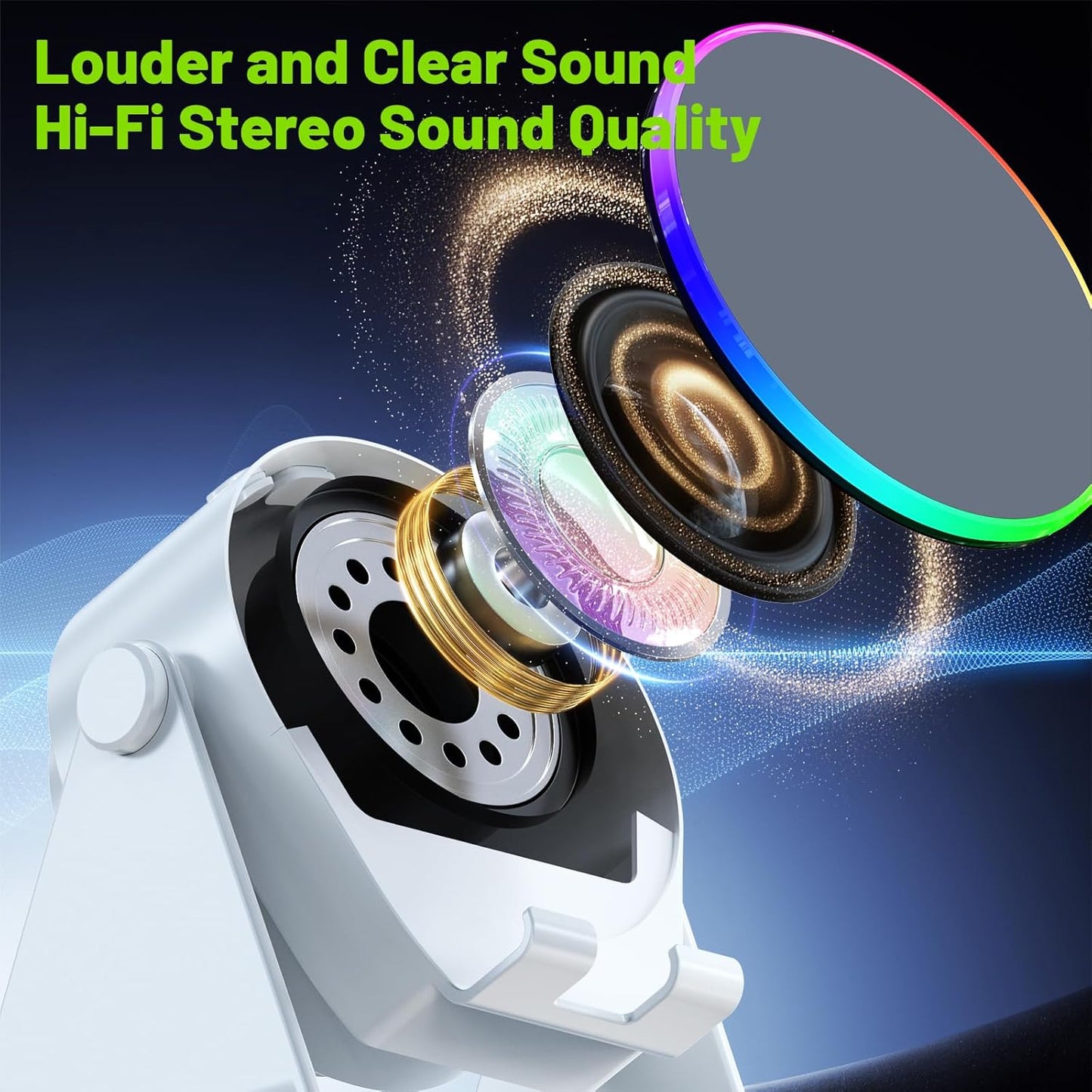 Dohelly 4 1 Light,360 Wireless Induction Audio Bluetooth Speaker, in Phone Stand Speakers Amplifier with Colorful