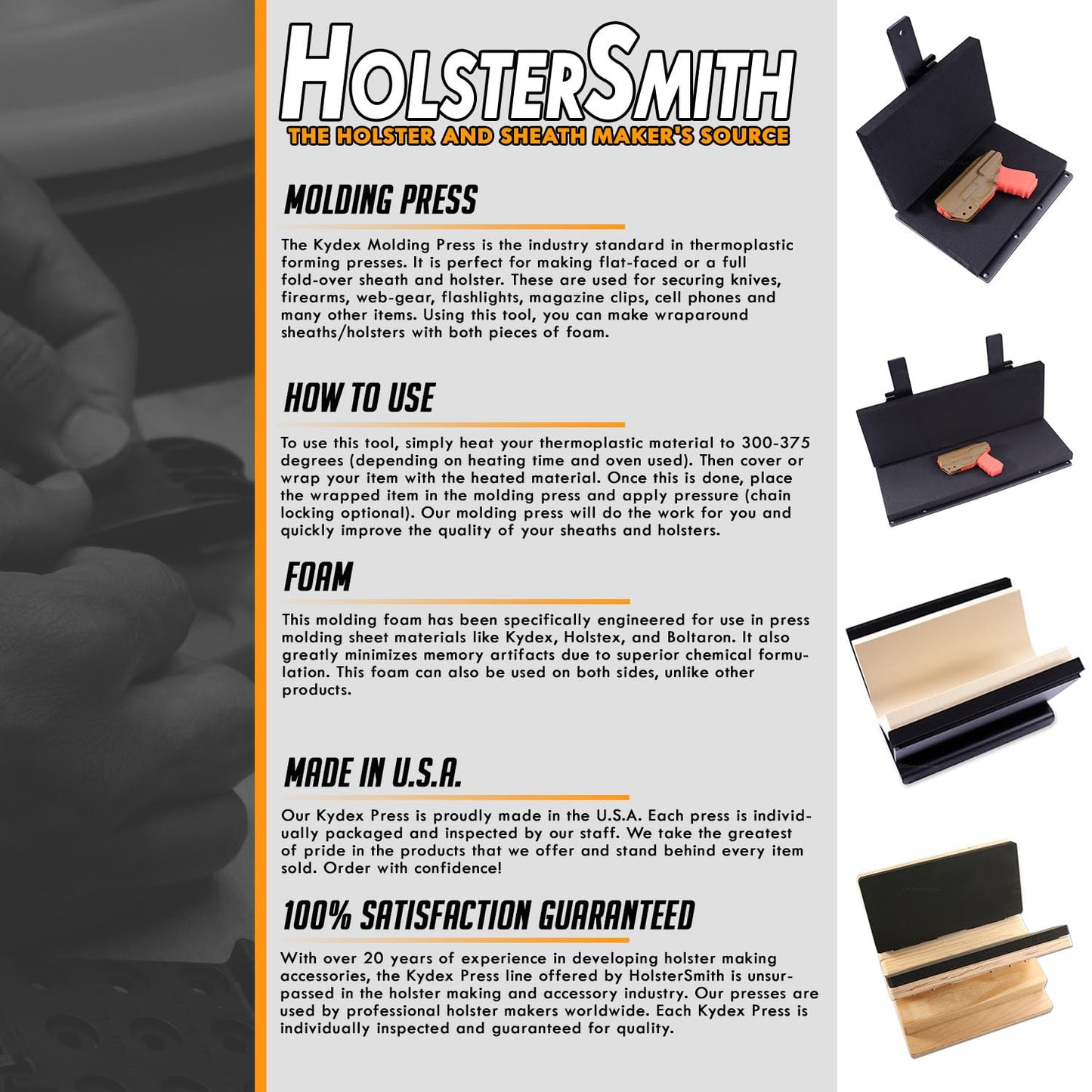 HolsterSmith Kydex Metal Taco Press - Bench Model - USA Made - (Press w/Maxx Center Foam) - (6 x 12 Inches) - Kydex Holster and Sheath Press