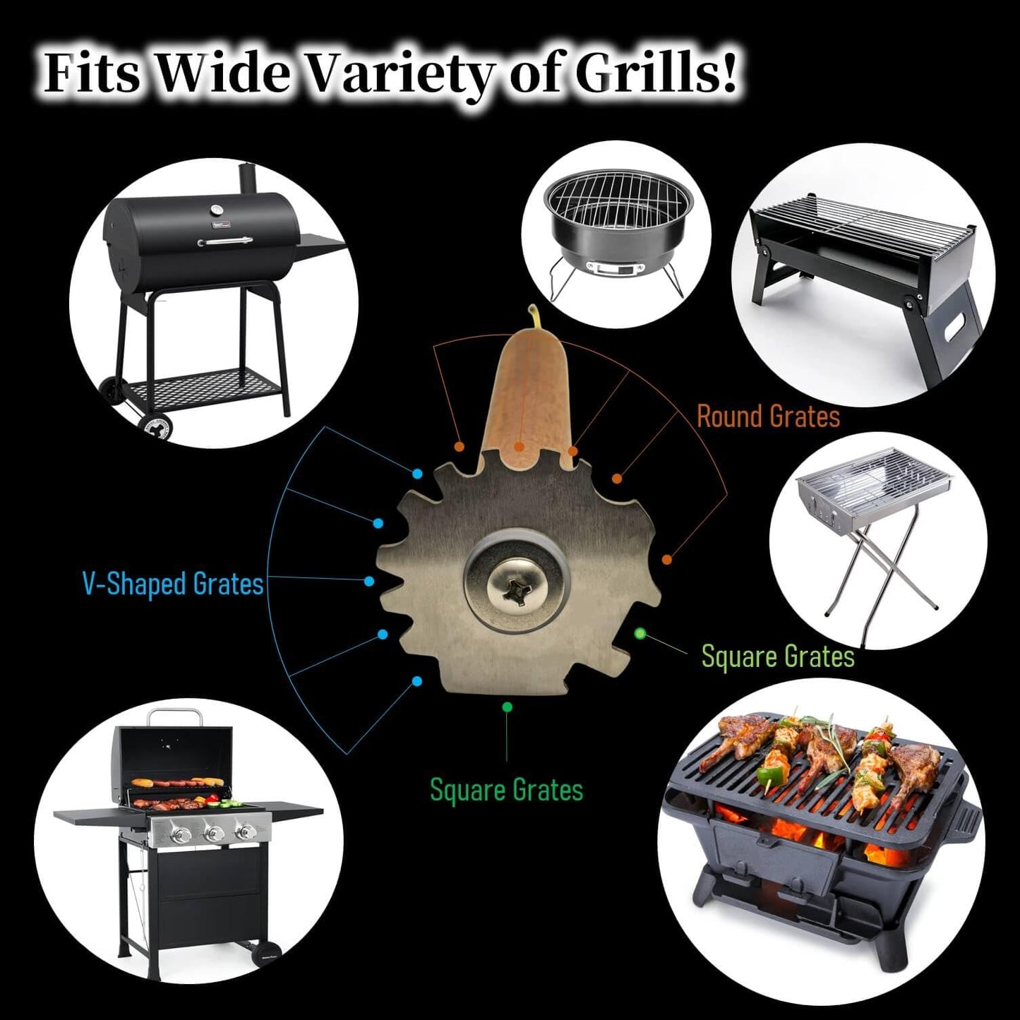 iNenya Grill Brush and Scraper for Barbecue – Safe Bristle Free Stainless Steel BBQ Cleaner with Heavy Duty Scrubber Pad, Grill Accessories Steel Wool Scrubbers for Porcelain Gas Charcoal Grill