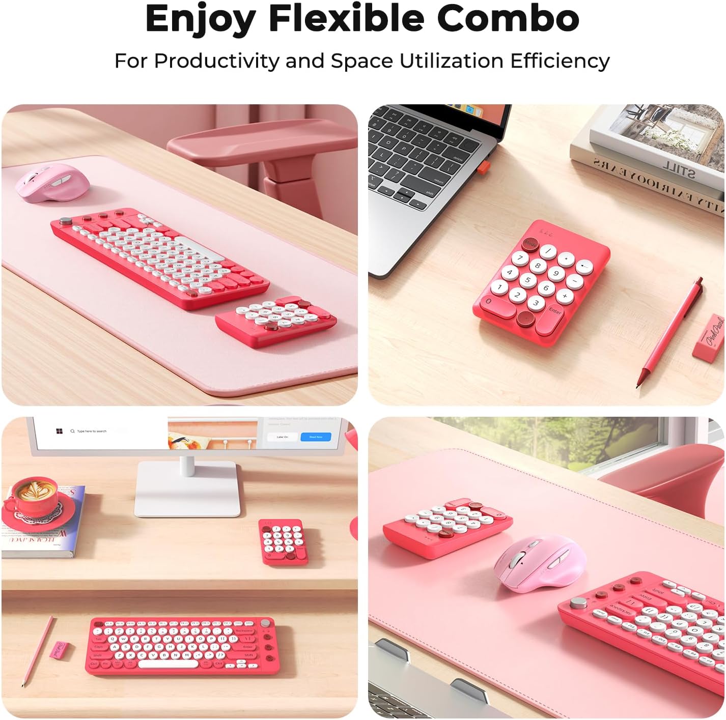 Doci Accountants/Left-Handed Bluetooth Wireless Keyboards, Spilt Ergonomic Computer Keyboard with Separate Numeric