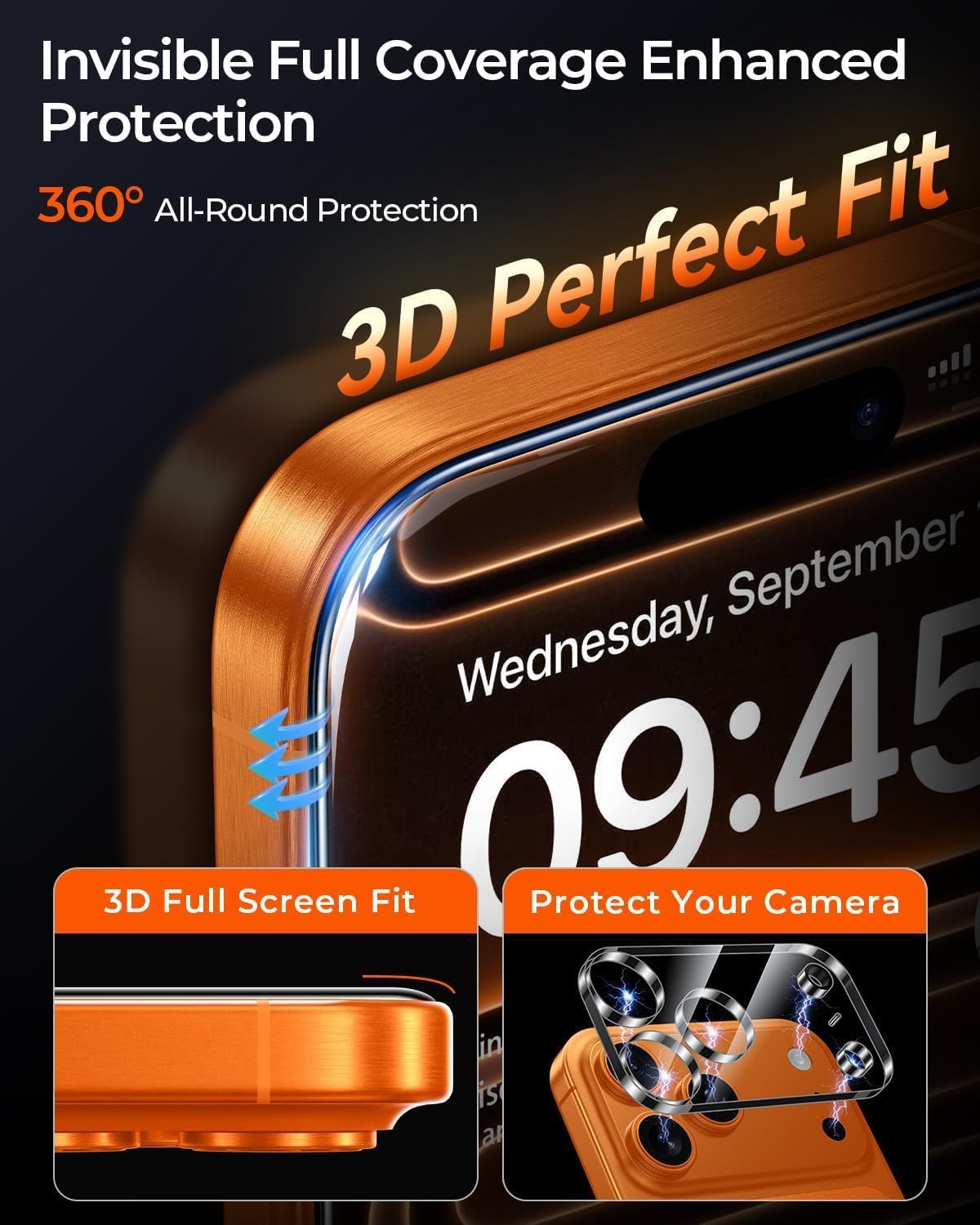9H+ 2+2 Packs 17 [10X 17 6.3'' MRGLAS TOP Glass for iPhone Pro Screen Protector with Camera Lens Protector [Zero
