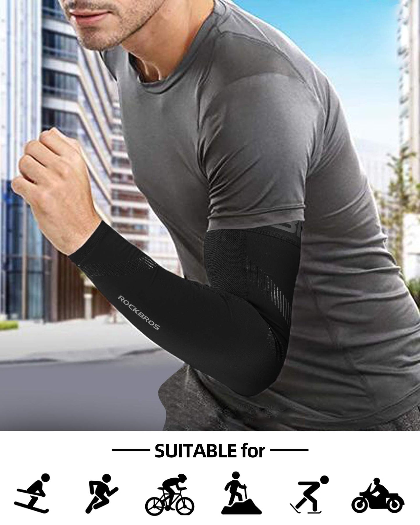 ROCKBROS Arm Sleeves for Men Women UV Protection UPF 50 Cooling Sun Sleeves Tattoo Cover
