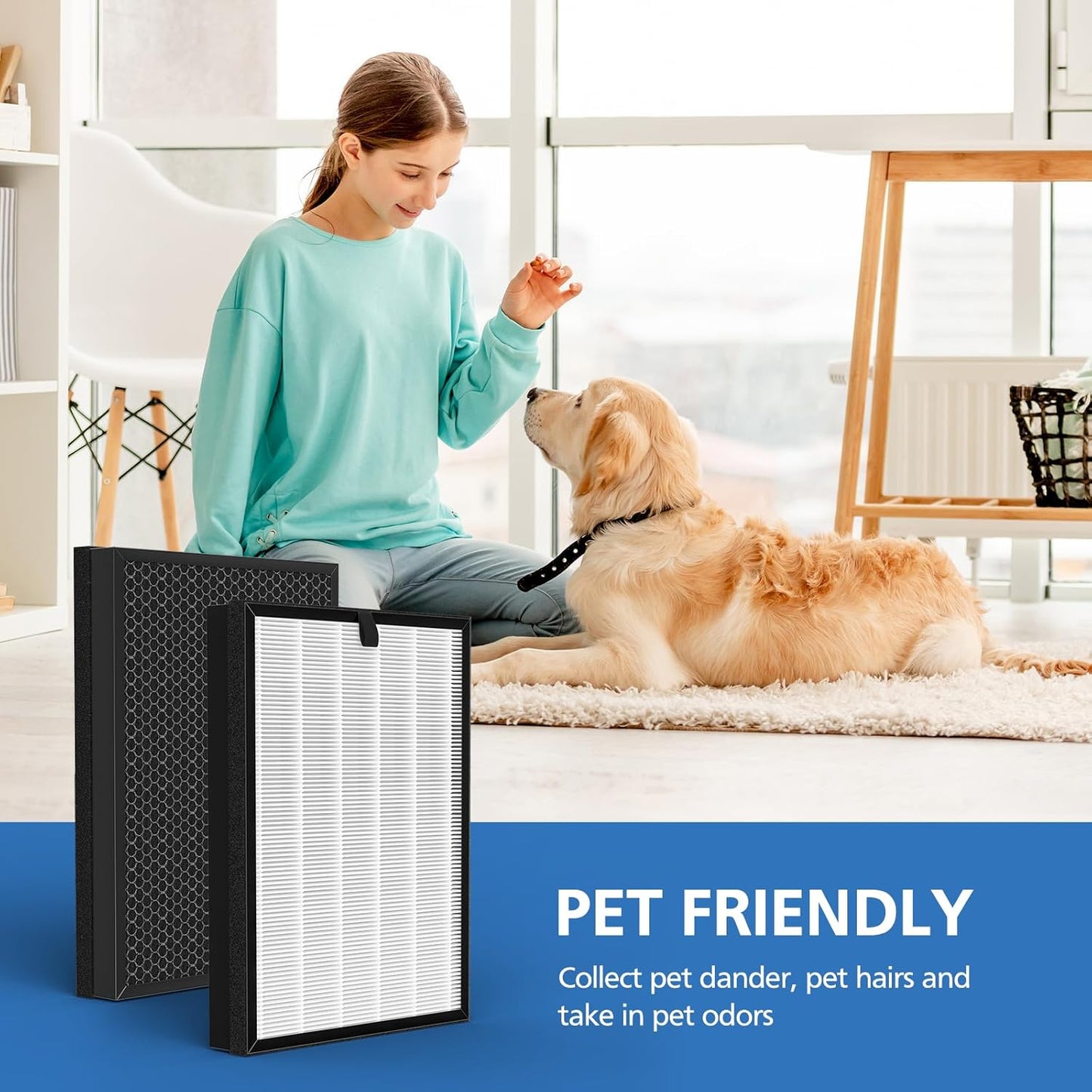 Puro 400 Air Purifier Replacement Filter - 3-in-1 Activated Carbon for Pet Dander, Smoke & Dust | 2 Pack