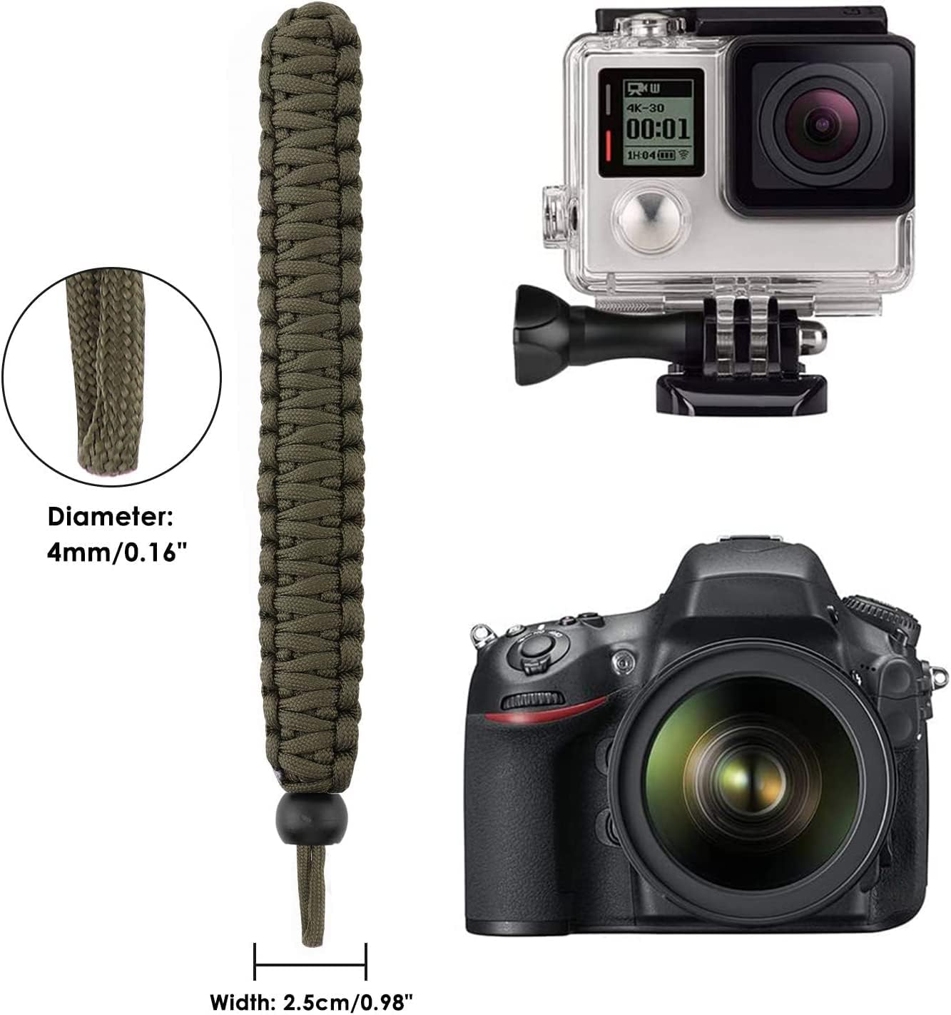 MoKo Paracord Nylon Braided Camera Hand Grip Strap for Video Camcorder/Binoculars/Nikon/Canon/Sony/SLR/DSLR Digital
