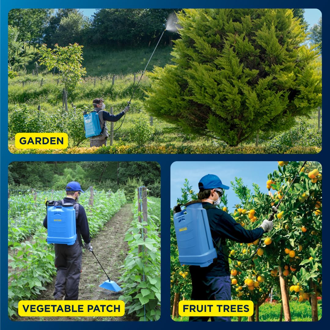 Matabi - Evolution 16 Backpack Sprayer - 4 Gal Capacity - Stainless Steel Handle - Versatile Nozzles - Professional Use - Pressure Regulator - Ideal for Over 400m² - Weed Sprayer