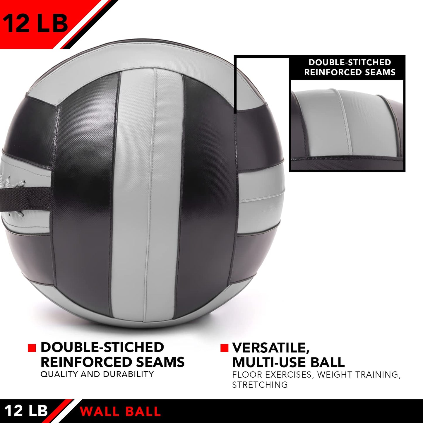 JFIT Wall Ball, 12 LB, Gray/Black