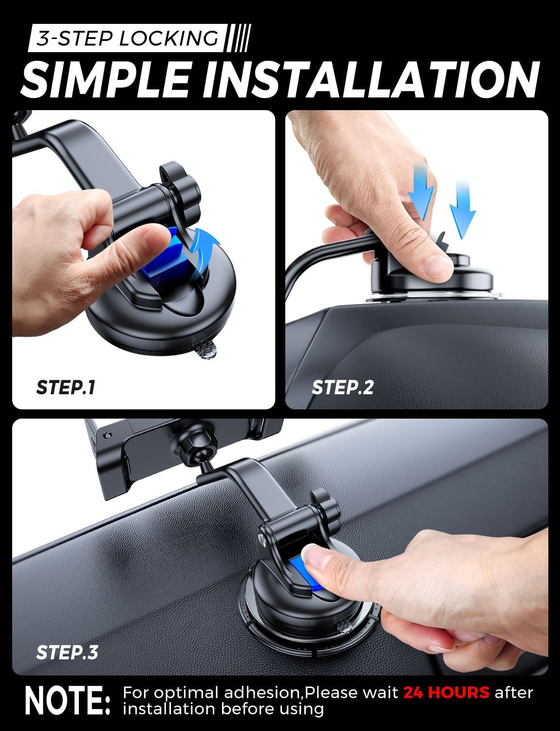 eSamcore 360 6-11 Tablet Holder for Car Dashboard, Windshield Mount Holder for iPad & Foldable Phone Stand with Stable