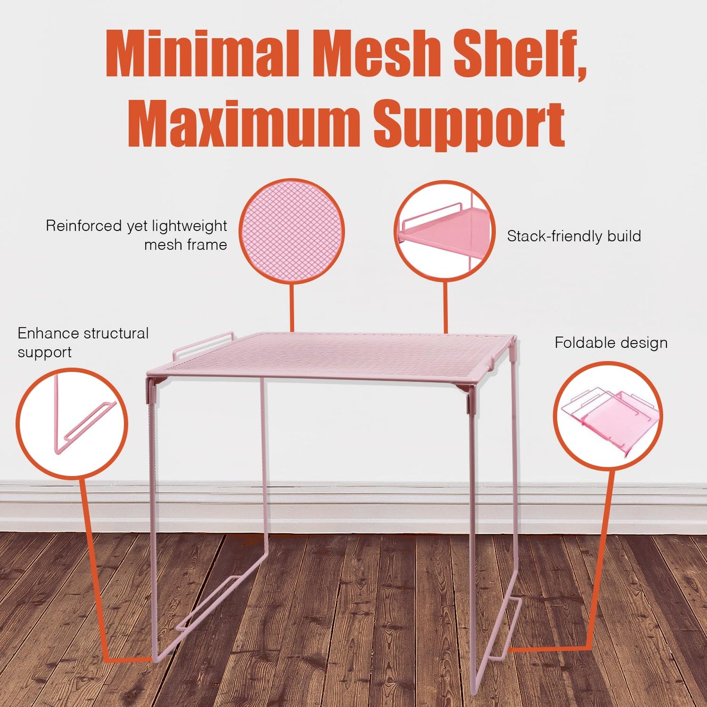 Piffny Versatile Metal Mesh Organizer Shelf, Stackable, for Standard Size School Lockers, Also for Gym and Work Lockers, or Even Kitchen Cabinets & Under Sink Organization