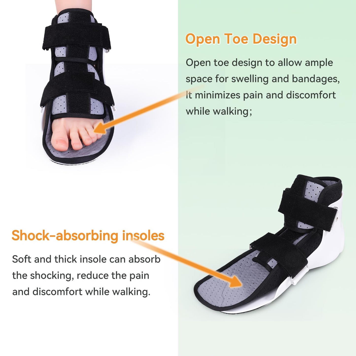 GRLEAYIE Walking Boot for Broken Toe Injuries, Sprained Ankles, Metatarsal Stress, Post-Op Support Right Foot Fracture Shoe Fits Men and Women, Stable Ankle Joints Postoperative Recovery Pain Relief