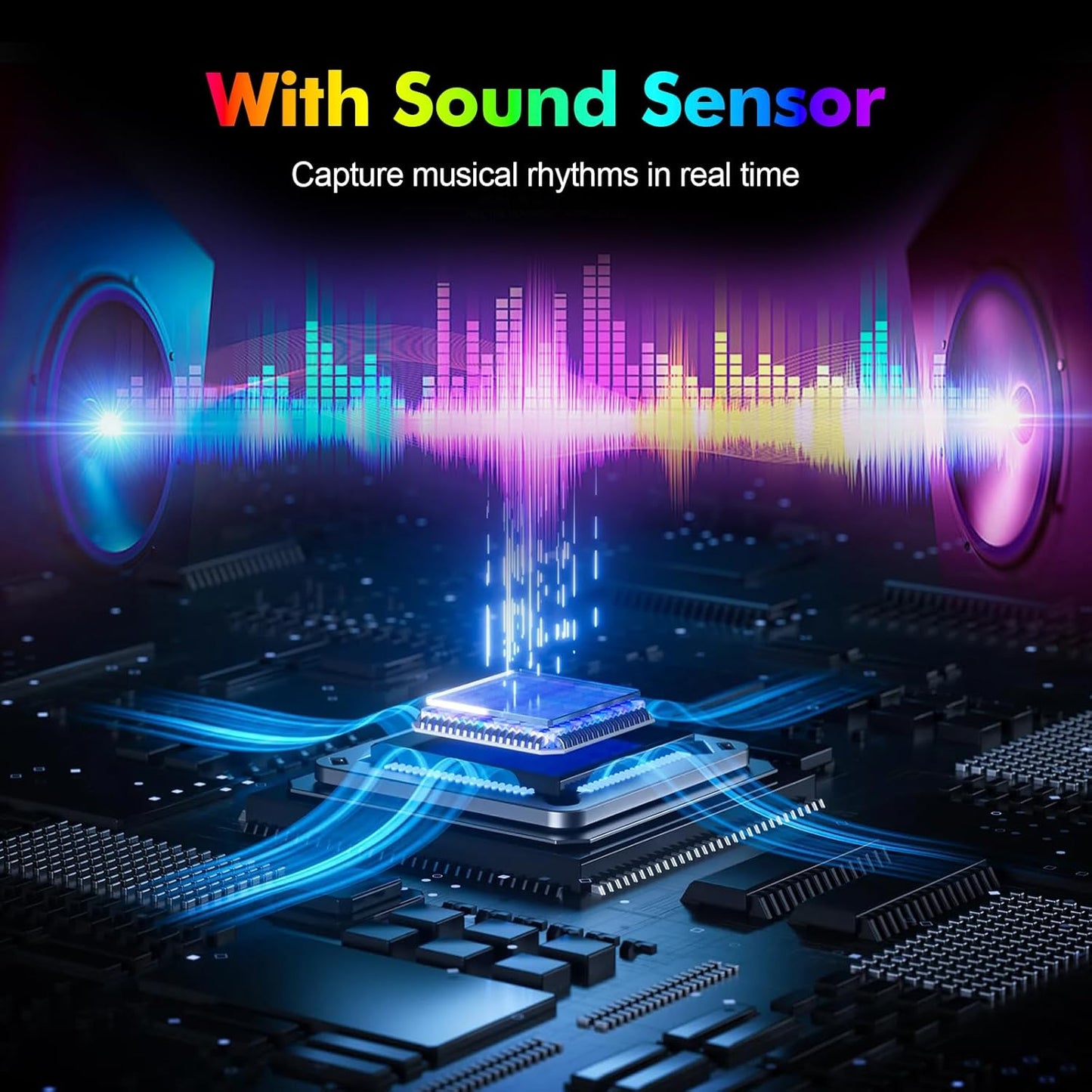 SIMCFUN Desktop RGB Tilt Speaker Stands with Dynamic LED Spectrum Analyzer-Vibration Absorption Pad-Small and Medium