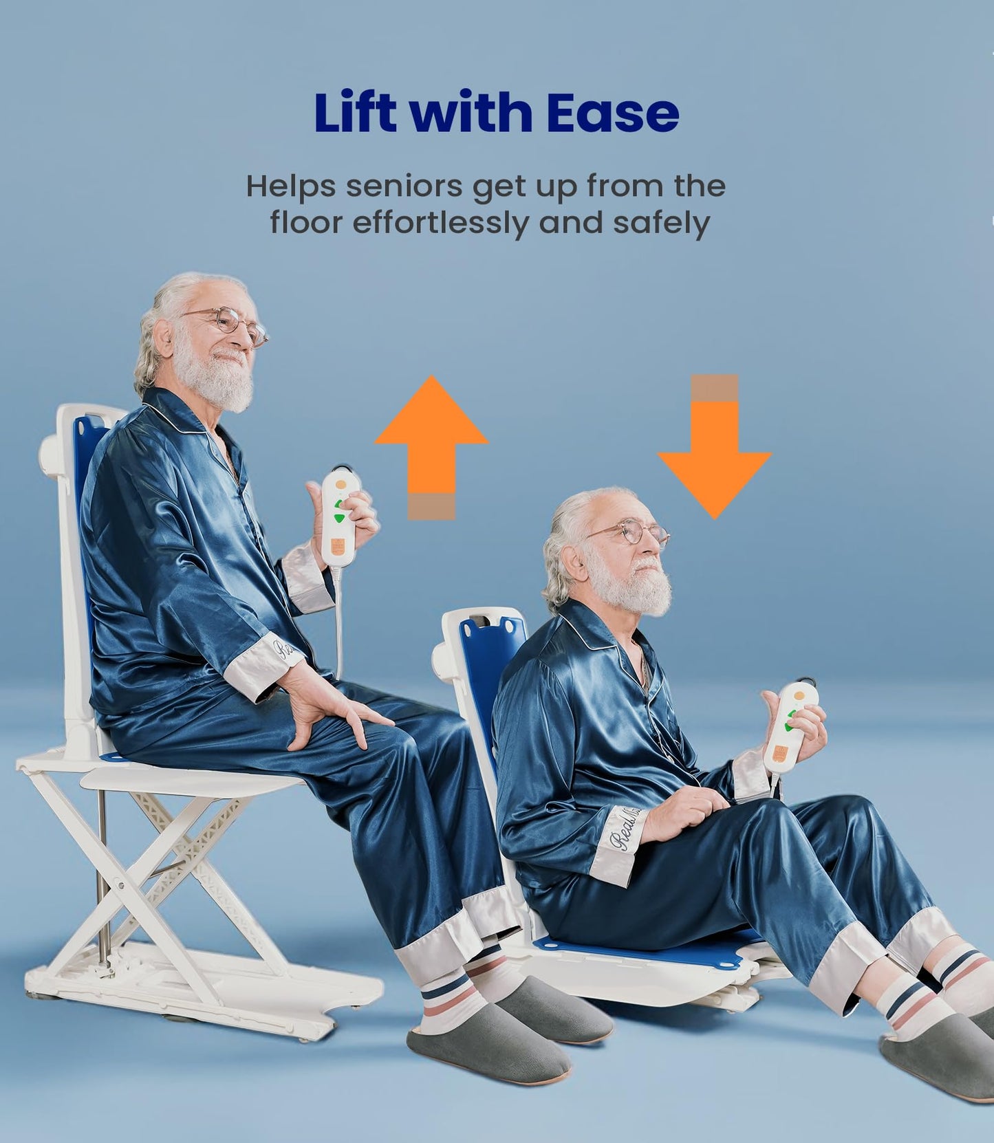 VOCIC Lightweight Electric Chair Lift, Lift Elderly from Floor, Remote Control Floor Lift, Fall Assist Devices, Item Weight 23 LBS, Support Up to 300 LBS, Waterproof Suction Cups, AX07