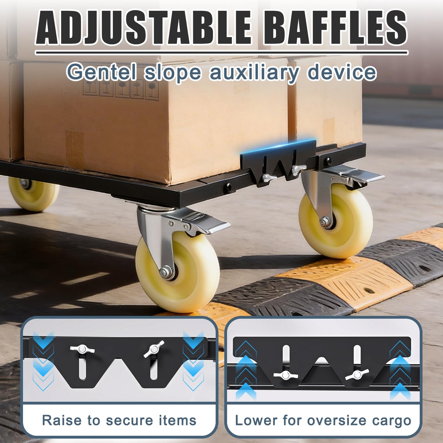 2 Set Furniture Moving Dolly 2300LBS Capacity, Heavy Duty Dolly Cart with 5" Wheels, 31"x17" Flat Dolly with Anti-Slip Strip & Reinforced Crossbar, Easily Moves Heavy Furniture & Building Material