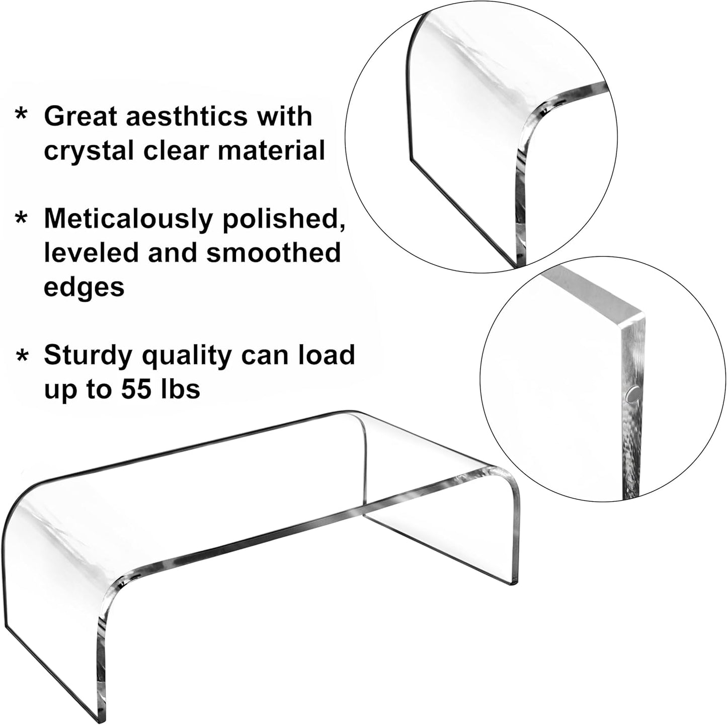 AMT Acrylic Laptop Monitor Stand & Computer Riser with Cat Keyboard Protector, Space-Saving Design, Extra Storage