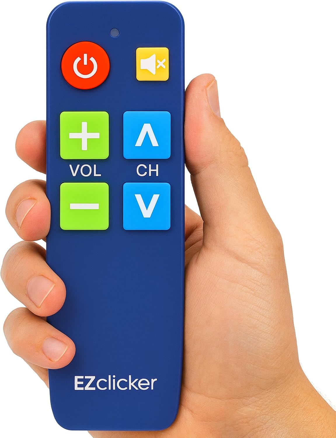 EZClicker (2xAAA TV Remote for Seniors, Extra Simple Big Button Remote (Blue) Works with Major TV Brands, NOT