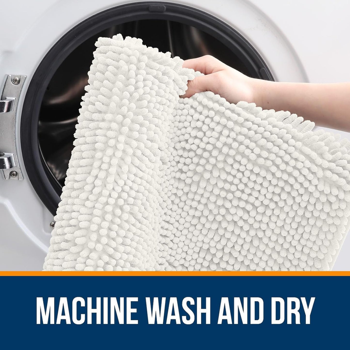 OLANLY Bathroom Rugs - Extra Soft Absorbent Chenille Mats | Quick Dry, Machine Washable, 36x24, Ivory