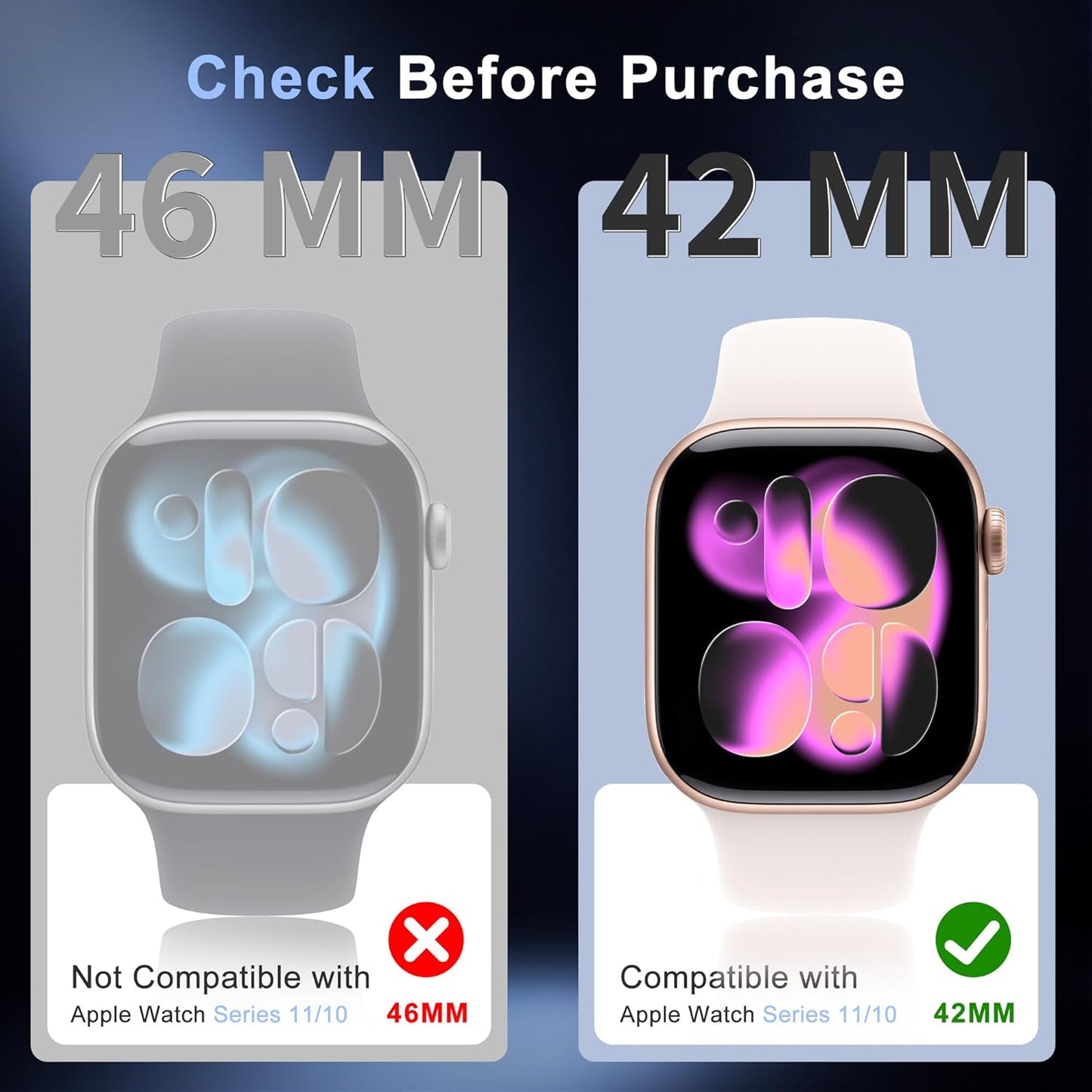 6 Pack 11 10 42mm Screen Protector for Apple Watch Series / [Auto Alignment Box], Bubble Free Easy Install, Edge