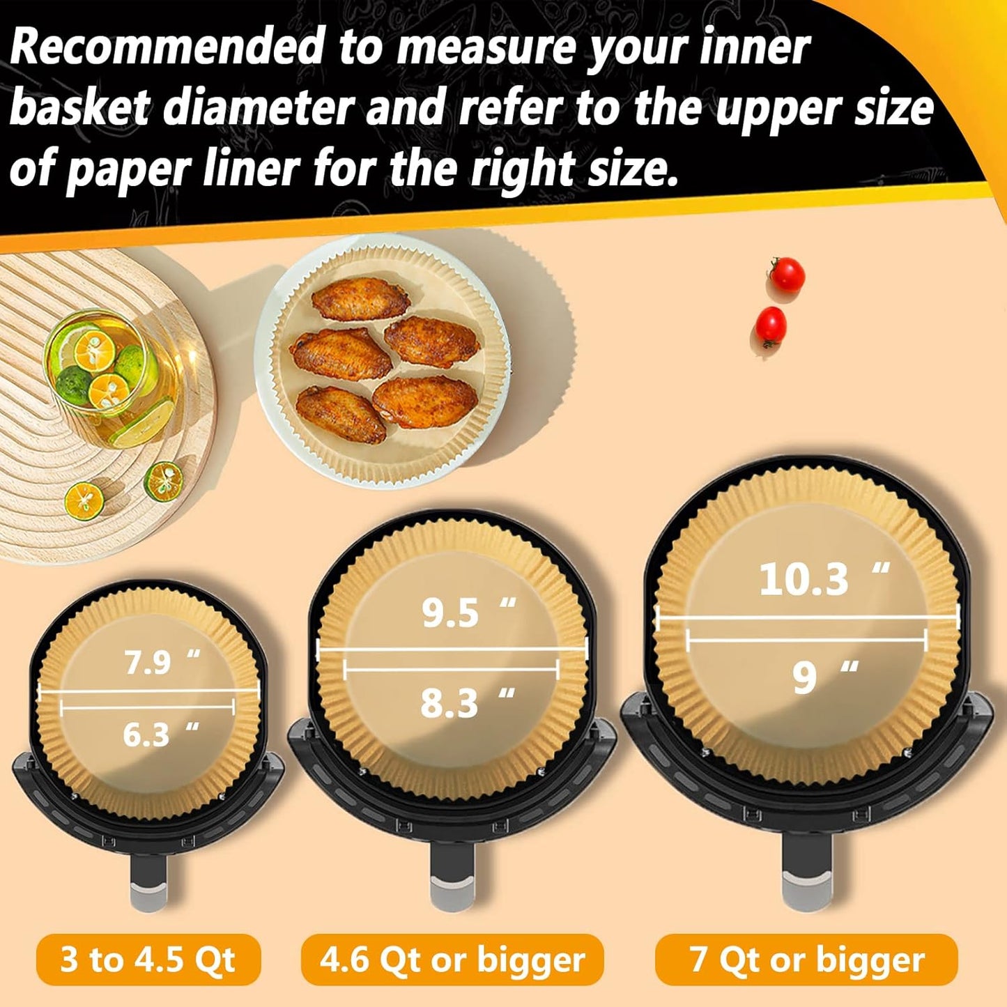 Ninja Air Fryer Liners - Disposable Non-Stick Parchment Paper | 9.5 Inch, Oil Resistant & Waterproof for 4-8QT Baskets