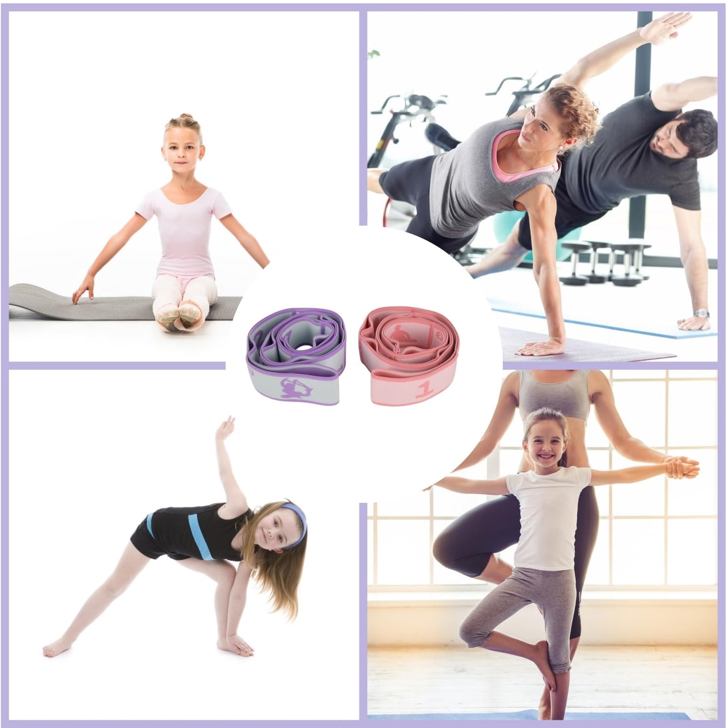 Elastic Yoga Stretching Strap with Loops, CEILIWEN Stretch Straps for Physical Therapy, Pilates Stretch Band, Elastic Exercise Bands, Leg Stretching Strap, Stretch Resistance Bands for Exercise (02)