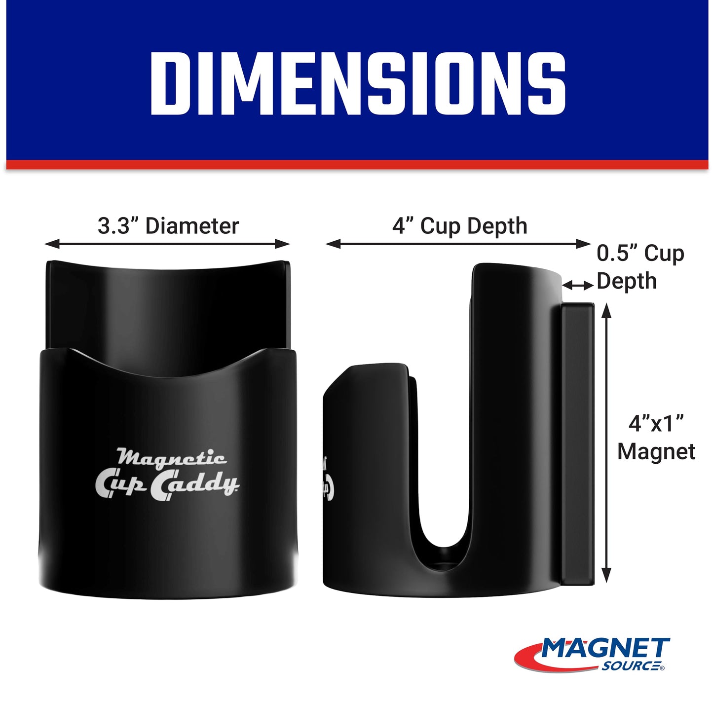 Master Magnetics Magnetic Cup Holder - Caddy for Bottles, Glasses, and Cans - Fits on Fridge, Lawnmower, Forklift, Cart, or Ladder - Heavy-Duty Magnet