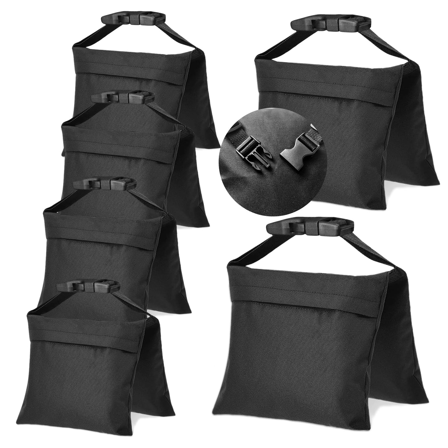 ifkdnr 6 Packs Sandbags, Heavy Duty Sand Bags with 12 PE Bags, Sand Bags with Buckle Straps for Support Light Stand, C Stand, Light Stand with Caster, More 2/4/6/8/10/12/14 Packs Sandbag to Choose.