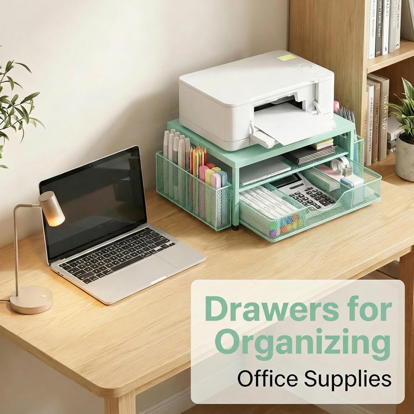 2 LEKETREE Tier Monitor Stand, Computer Monitor Riser, Office Desk Accessories, Desk Organizer Desk Shelf Printer