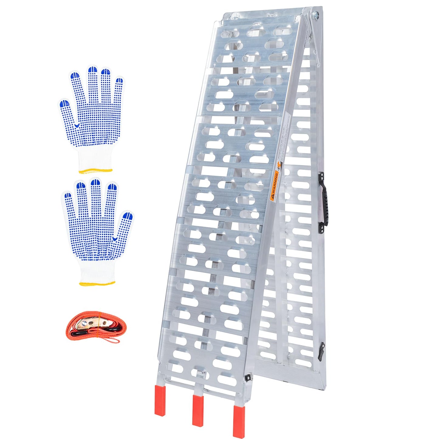 WheelX 920lb Capacity Aluminum Folding Loading Ramps for Car, Truck & Trailer Bed - with Load Straps for Wheelbarrow, Mountain Bikes, Electric Bikes, Motocross, Scooters