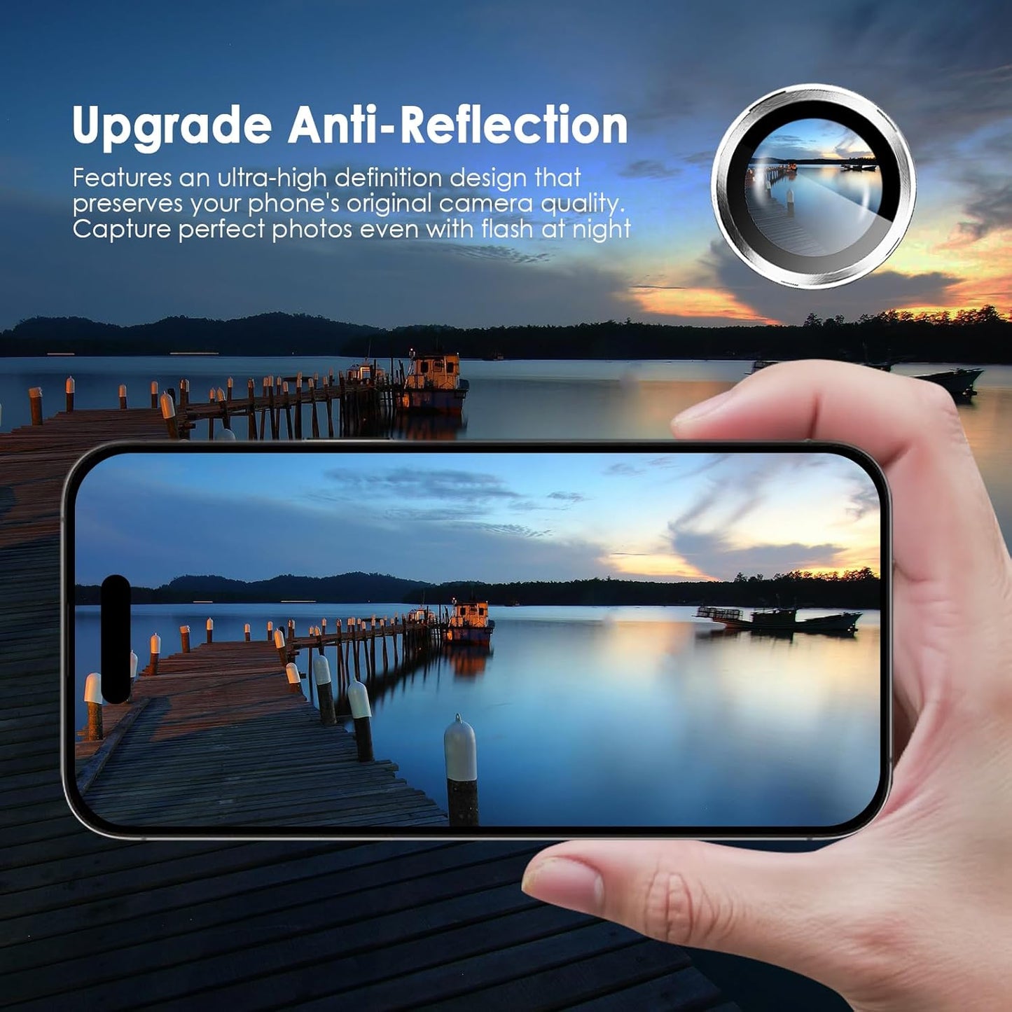 17 17 9H TENOC Camera Lens Protector for iPhone Pro & iPhone Pro Max, Tempered Glass Camera Screen Cover, Silver Metal