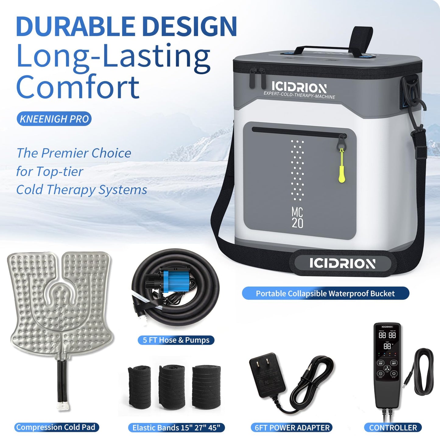 Ice Machine for Knee After Surgery, Programmable Cold Therapy Machine w/Temp Disp, 12H Knee Ice Machine Pain Relief, 12QT/Ultra-Quiet,Cryotherapy for Knee Replacement Shoulder Hip