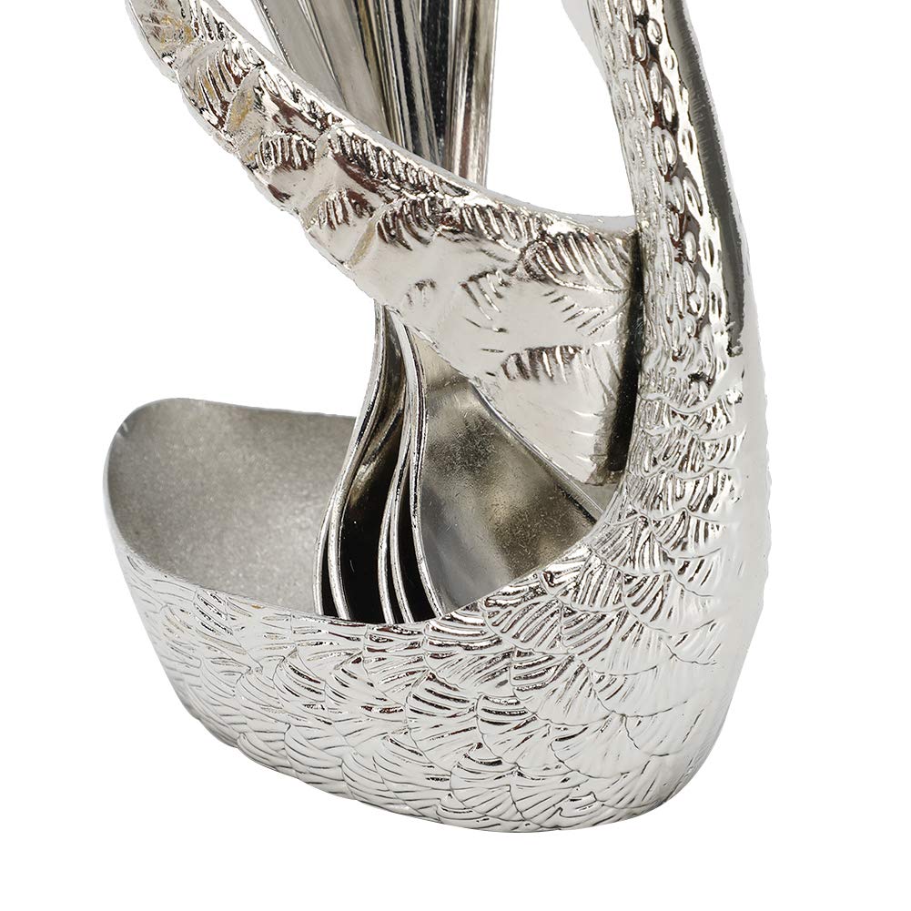 6PCS Small Coffee Spoon Holder Set, Stainless Steel Mini Spoons Dessert Teaspoons Decorative Swan Base Holder with 6PCS Demitasse Espresso Spoons for Coffee Bar, Coffee Station, Party