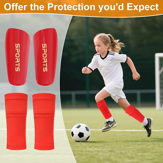 Shin Guards Soccer Kids 2025 Version High-Density Foam Soccer Shin Guard with Sleeves Shin Protective Pads for Kids Daily Practice School Competitions Outdoor Play