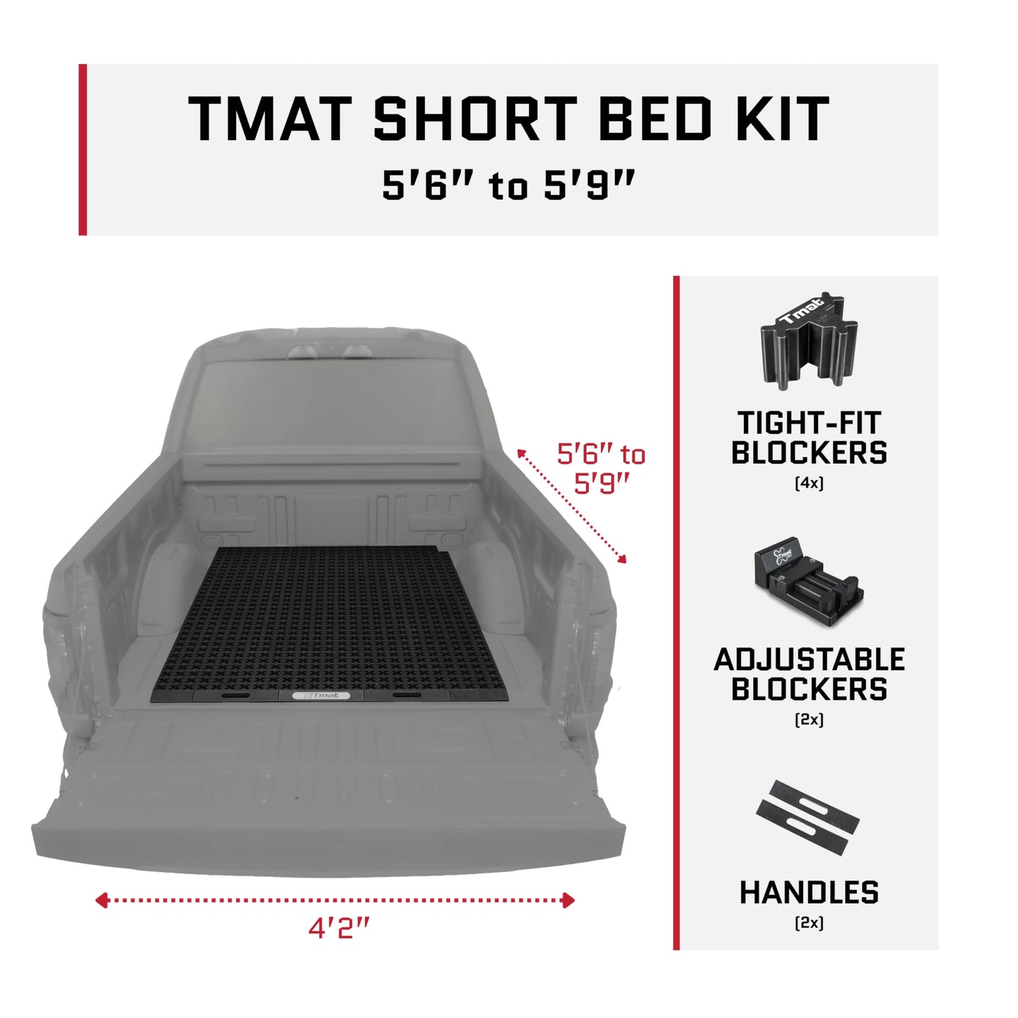 Tmat Truck Bed Organizer Storage System Slide Out Mat (Universal Fit for Short Beds 5'6" to 5'9")