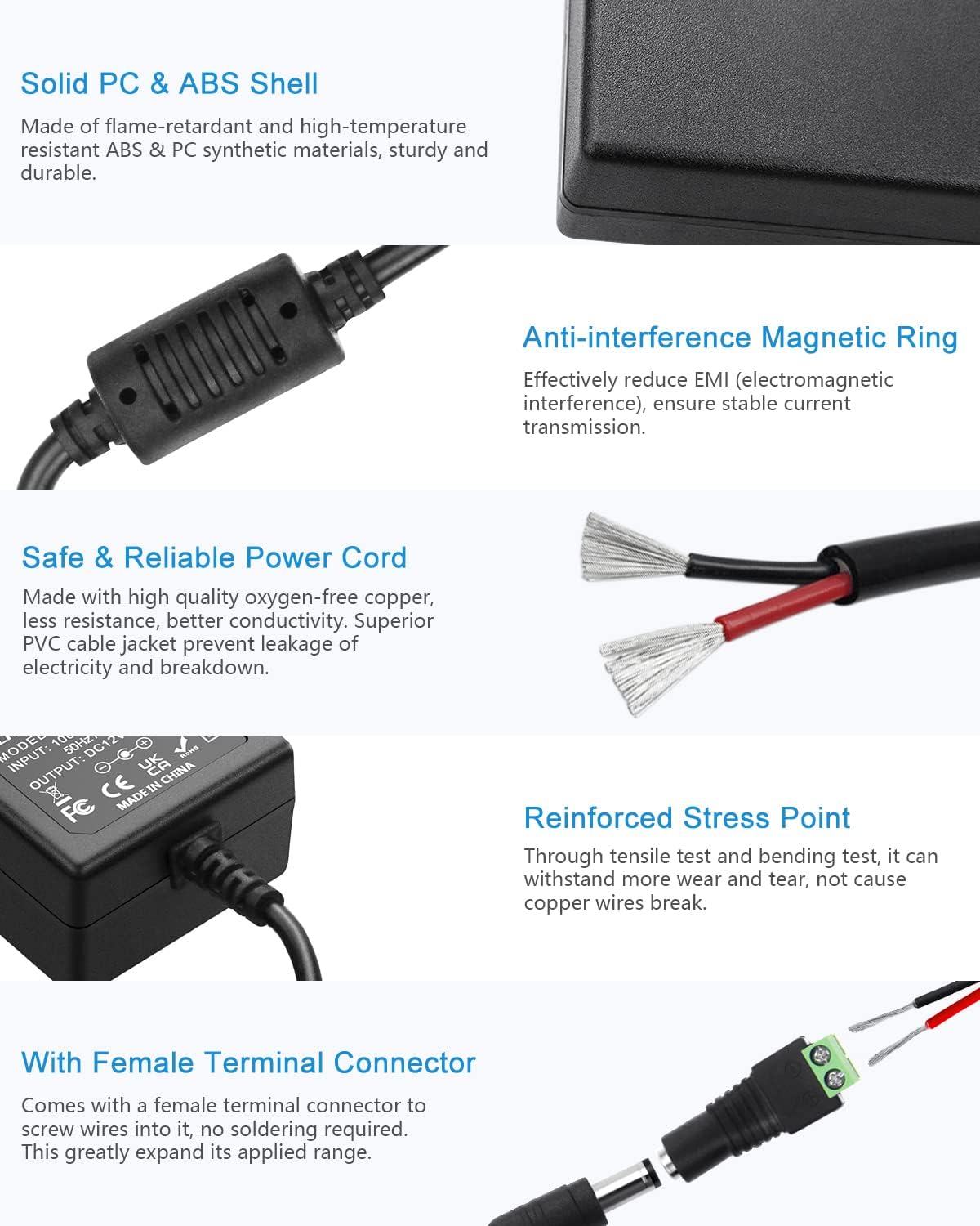 ALITOVE 12V 12 3A 36W 12V 2.5A 2A 5.5x2.5mm 3D 2-Pack Power Supply Volt AC/DC Adapter DC Power Cord AC to DC Converter