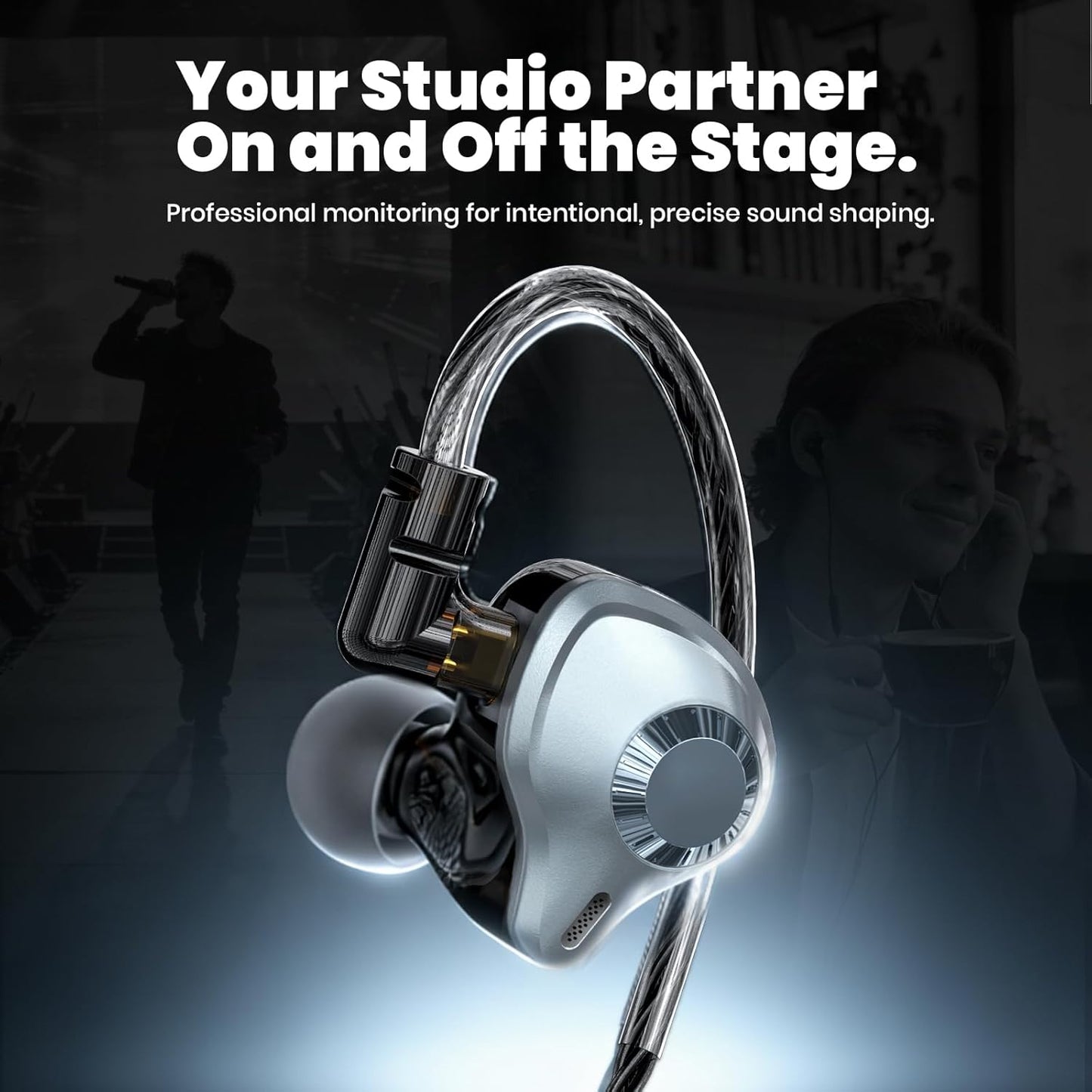 3.5mm 2 Singer/Musicians/Drummers in Ear Monitor Headphones, HiFi IEM Wired Earbuds, Deep Bass Sound Isolating