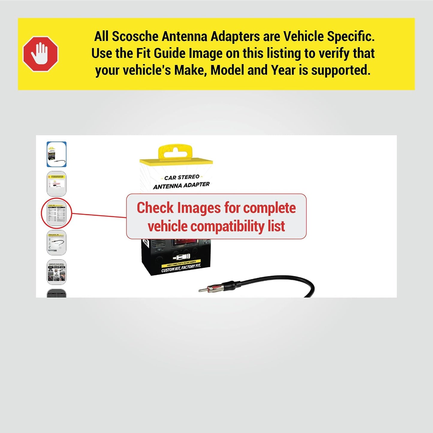 Scosche 2001-19 CRAB Antenna Adapter for Aftermarket Car Stereo Compatible with Select Import and Domestic Vehicles